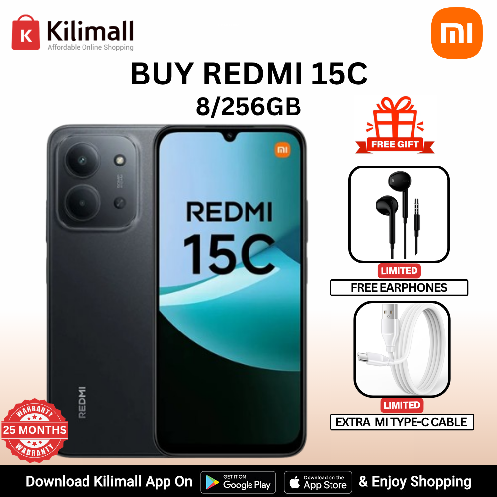 【Xiaomi Official】Redmi 15C Smartphone Display 6.9” 120Hz - 8GB Ram + 256GB Rom Dual SIM, 4G , 6000mAh Battery ,50MP AI dual camera ,33W fast charging ,IP64 ,MediaTek Helio G81-Ultra