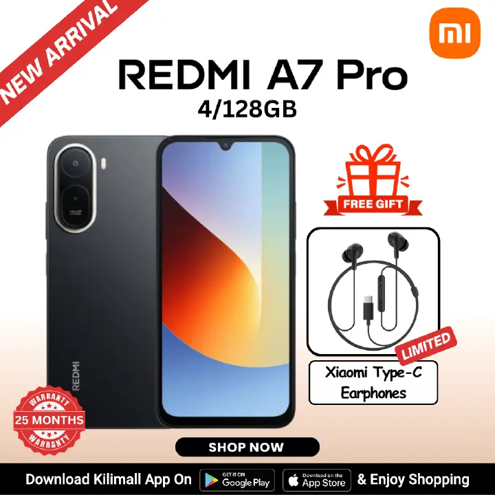 【Xiaomi Official】Redmi A7 PRO Smartphone -  6.9" LCD Display 4GB RAM + 128GB ROM Dual SIM 6000mAh 13MP main camera 8MP Selfie camera Side fingerprint sensor Type C charger 3.5mm jack Bluetooth 5.2