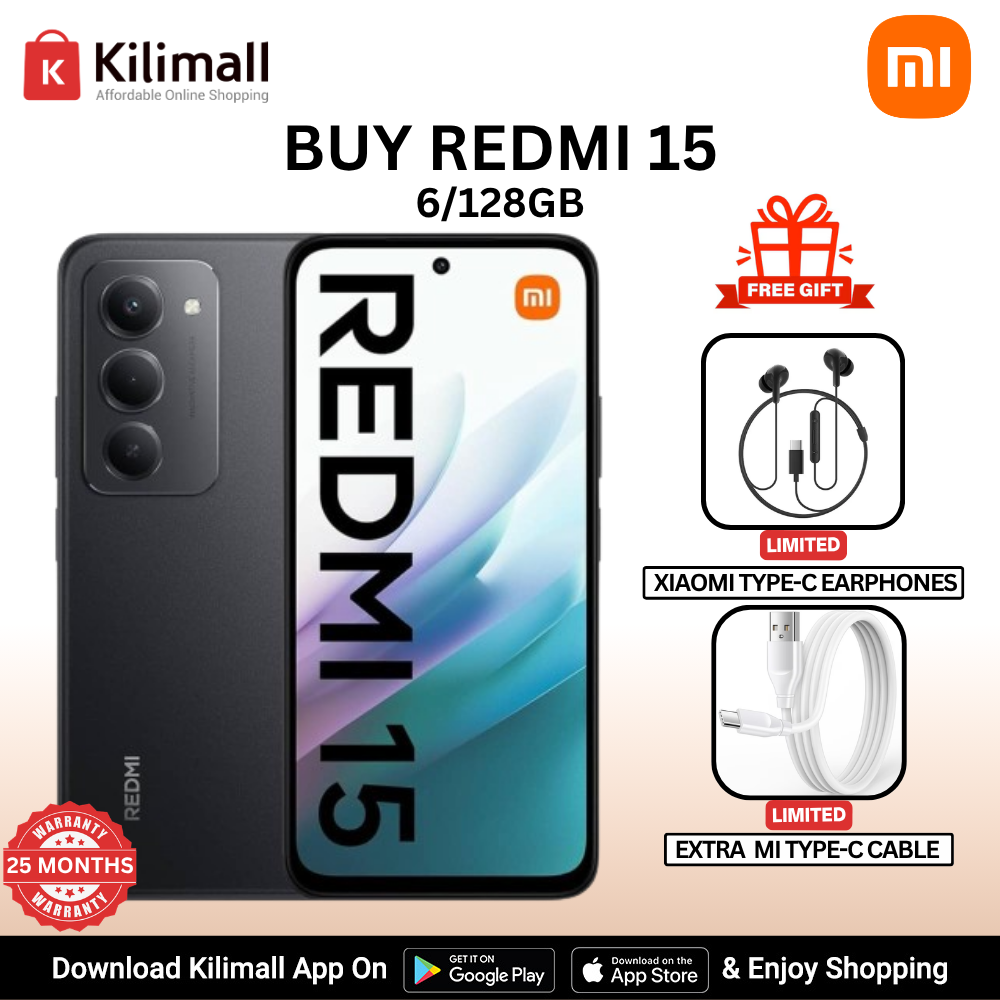 【Xiaomi Official】Redmi 15 Smartphone 6.9" HD+ Display, 6GB+128GB, 50MP AI Camera, 7000mAh Battery, Dual SIM, 4G Side fingerprint