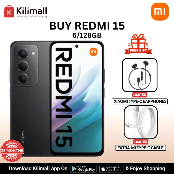 【Xiaomi Official】Redmi 15 Smartphone 6.9" HD+ Display, 6GB+128GB, 50MP AI Camera, 7000mAh Battery, Dual SIM, 4G Side fingerprint