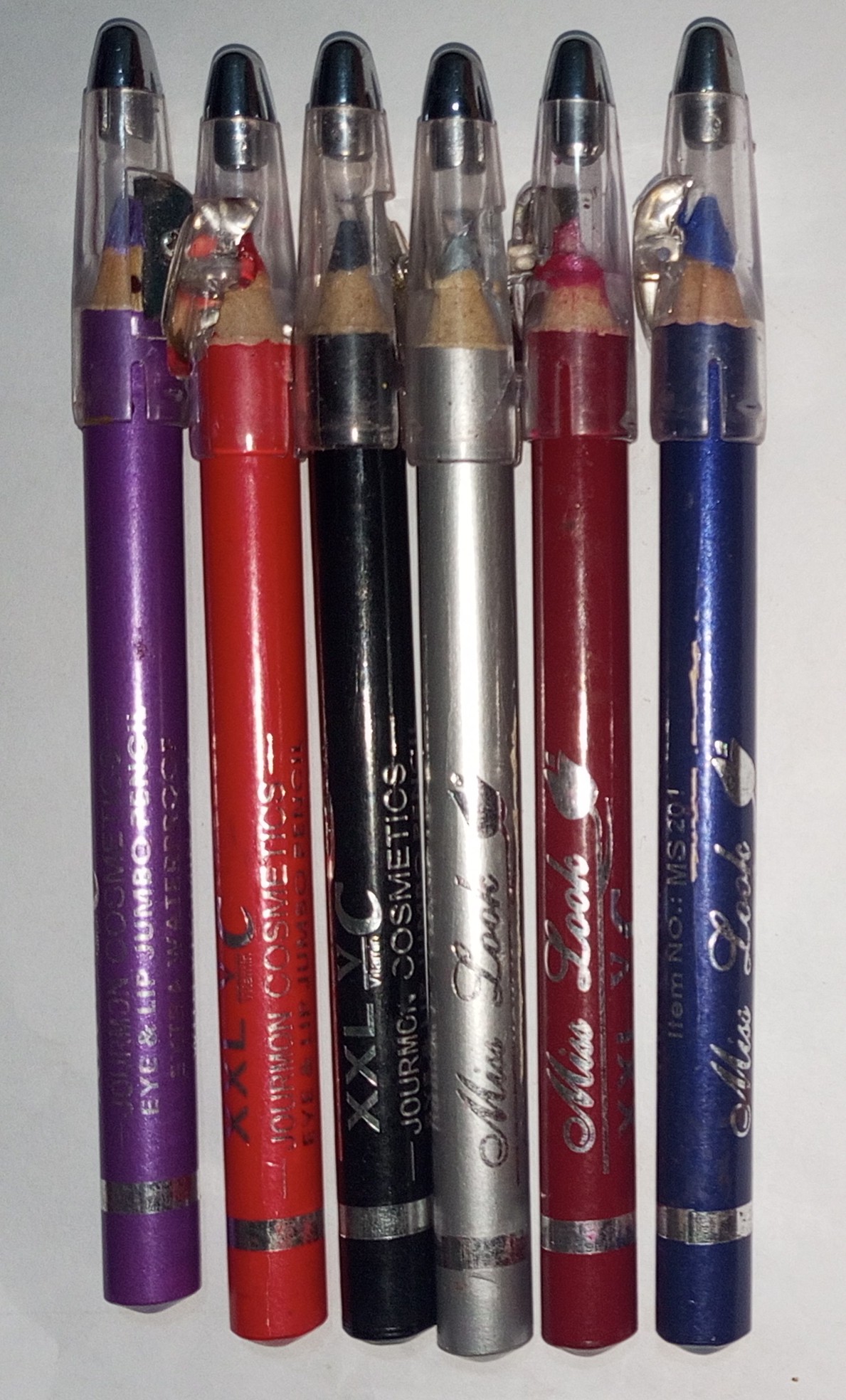 MISS LOOK 6pcs Jumbo XXL Bold Colours Waterproof Eye pencil Eyeliner Pen Lip Liner Pencils Colour Blocking Set