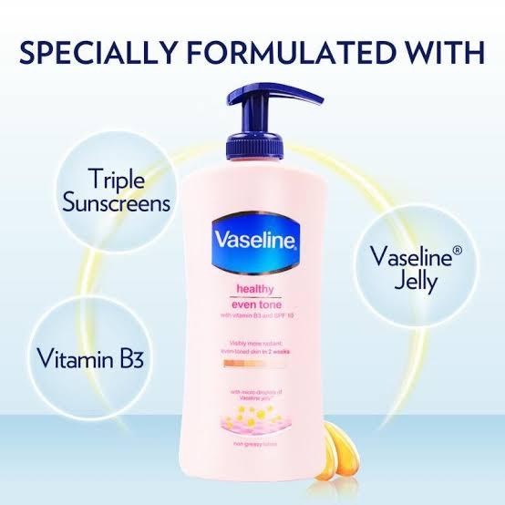 VASELINE Healthy Even Tone with Vitamin B3 and SPF 10 Nicotinamide Permanent Brightening Body Lotion Skincare Healthy White Body Lotion Lightening Hydrating Anti Aging Moisturizing Smoothing Skin Care