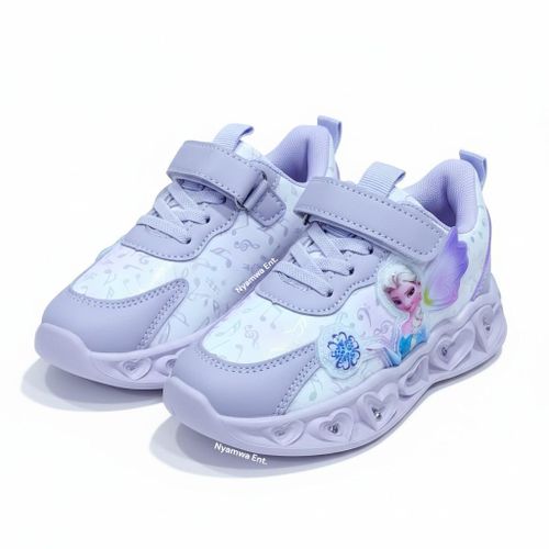 Girls  Hook & Loop Casual Shoes Breathable Flat Running Teen Outdoor Sneakers with Led Lights