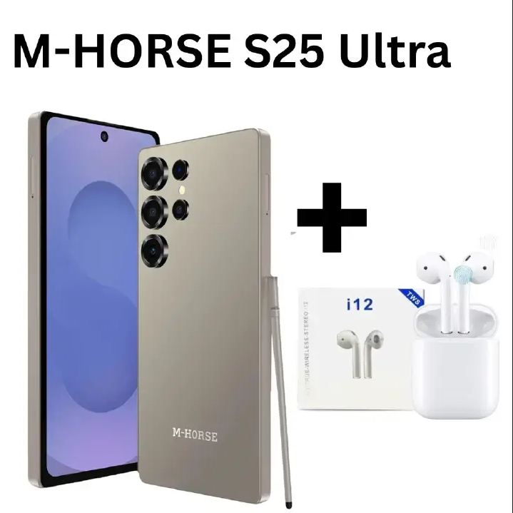M-HORSE S25 ULTRA SCREEN DISPLAY 6.6'' STORAGE 128GB ROM+8GB RAM 5MP FRONT CAMERA +8MP REAR CAMERA 5000MAH BATTERY WITH STYLUS PEN SIDE FINGERPRINT UNLOCK ANDROID 14 SMARTPHONE WITH FREE EARPODS GIFT