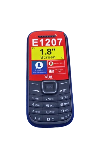 [NEW ARRIVAL] VUE E1207 SCREEN 1.8’’ WIRELESS FM DUAL SIM CARD VIBRATOR BATTERY 1150MAH T-FLASH MP3/MP4 KABAMBE MULIKA MWIZI FEATURE PHONE BUTTON MOBILE PHONE 1 YEAR WARRANTY
