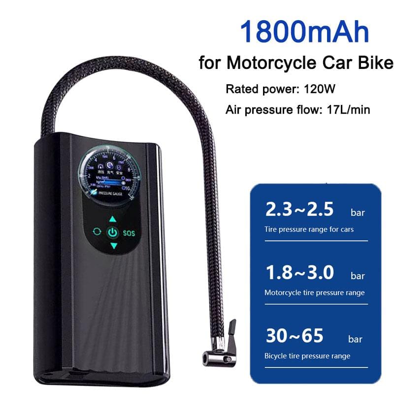 Portable Wireless Tire Inflator 🚗🏍️🚴🔥 Never get stranded with low tire pressure again! This powerful Portable Wireless Tire Inflator is designed for cars, motorcycles, bicycles, and sports inflato