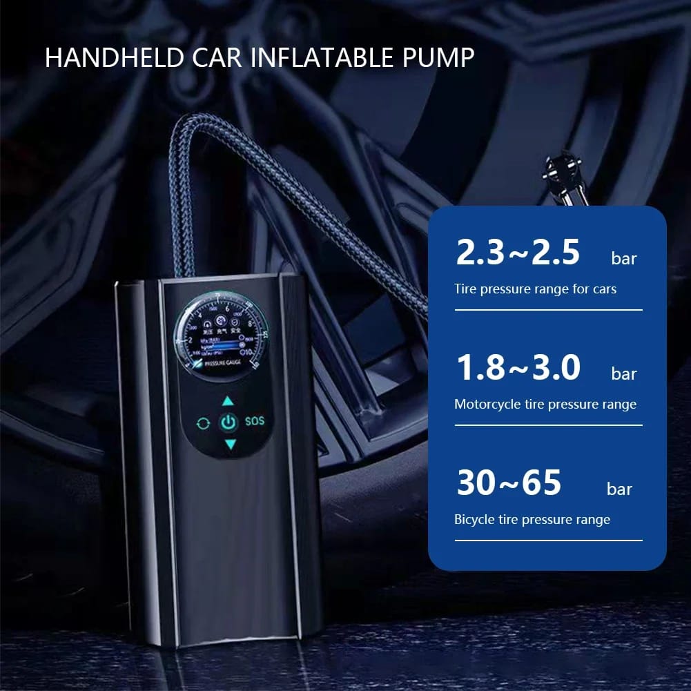 Portable Wireless Tire Inflator 🚗🏍️🚴🔥 Never get stranded with low tire pressure again! This powerful Portable Wireless Tire Inflator is designed for cars, motorcycles, bicycles, and sports inflato