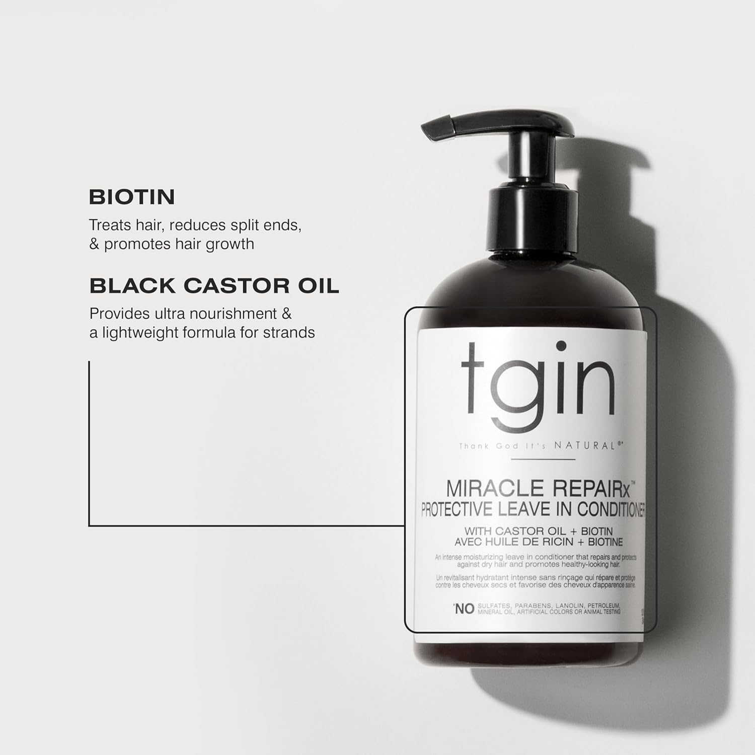 Thank God It's natural (TGIN) Miracle RepaiRx Strengthening Shampoo and Conditioner Duo for Curly, Coily and Wavy Hair, with Biotin and Black Castor Oil, Repairs and Restores Damaged