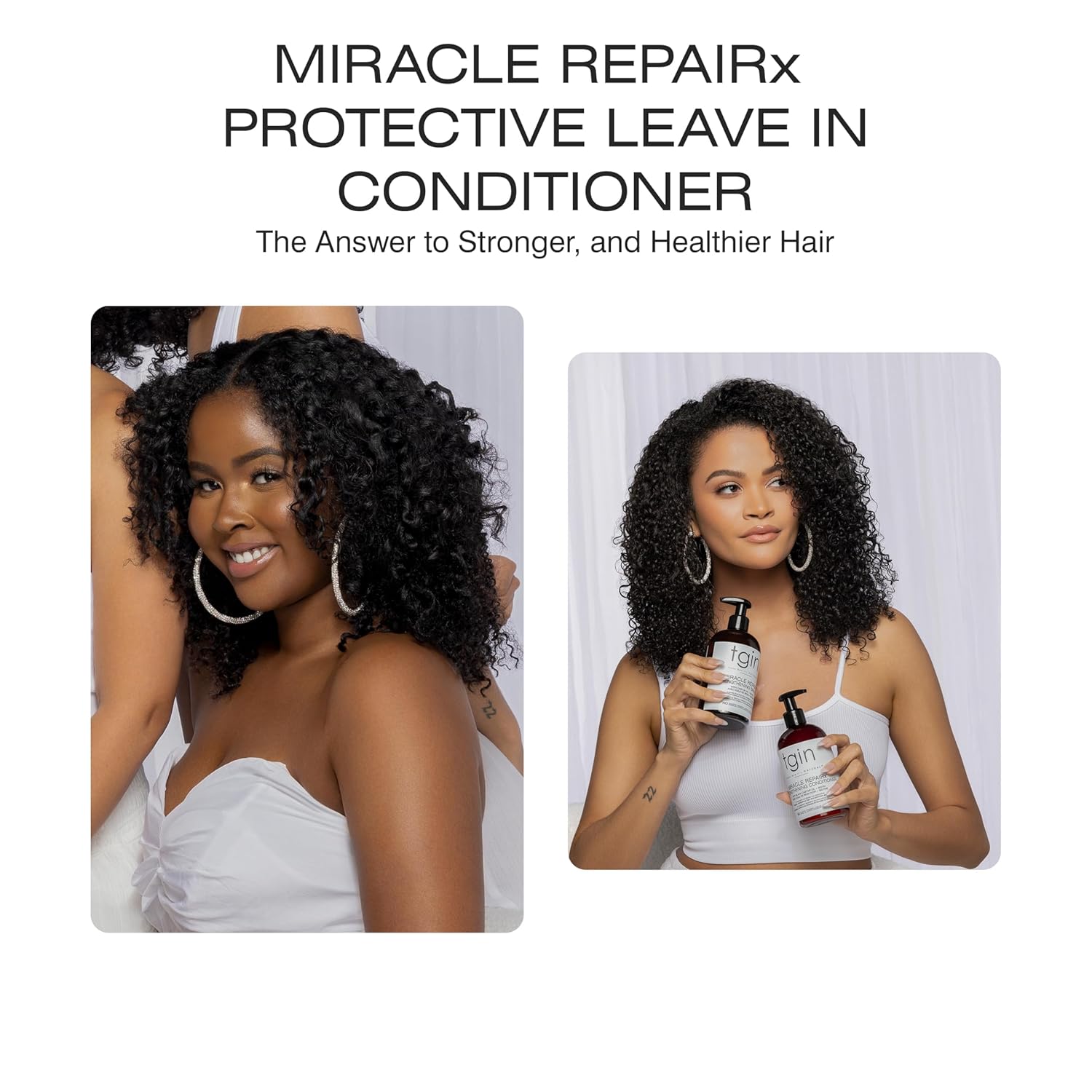 Thank God It's natural (TGIN) Miracle RepaiRx Strengthening Shampoo and Conditioner Duo for Curly, Coily and Wavy Hair, with Biotin and Black Castor Oil, Repairs and Restores Damaged