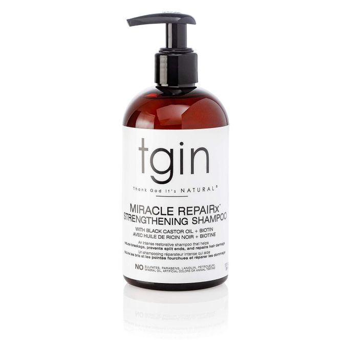 Thank God It's natural (TGIN) Miracle RepaiRx Strengthening Shampoo and Conditioner Duo for Curly, Coily and Wavy Hair, with Biotin and Black Castor Oil, Repairs and Restores Damaged