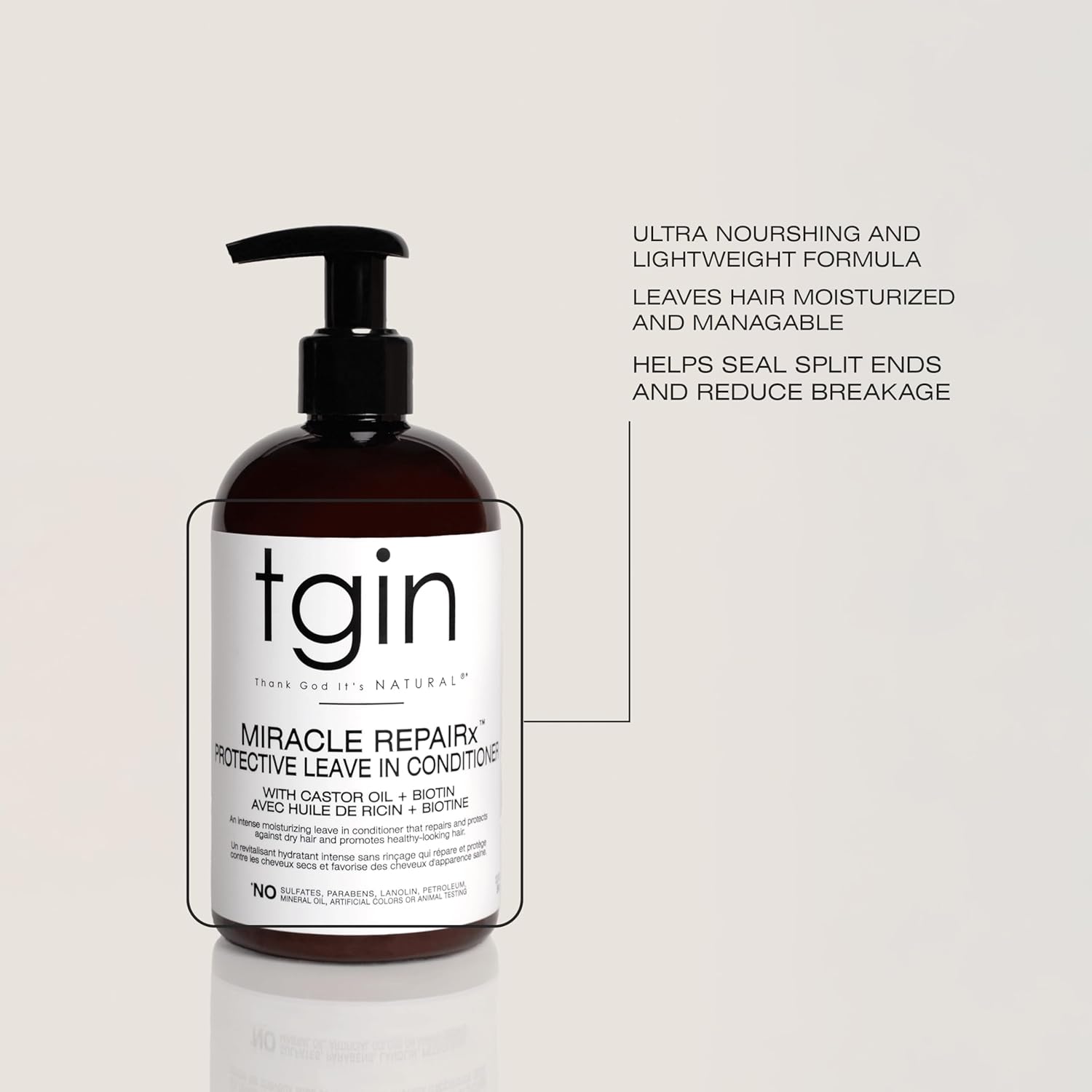 Thank God It's natural (TGIN) Miracle RepaiRx Strengthening Shampoo and Conditioner Duo for Curly, Coily and Wavy Hair, with Biotin and Black Castor Oil, Repairs and Restores Damaged