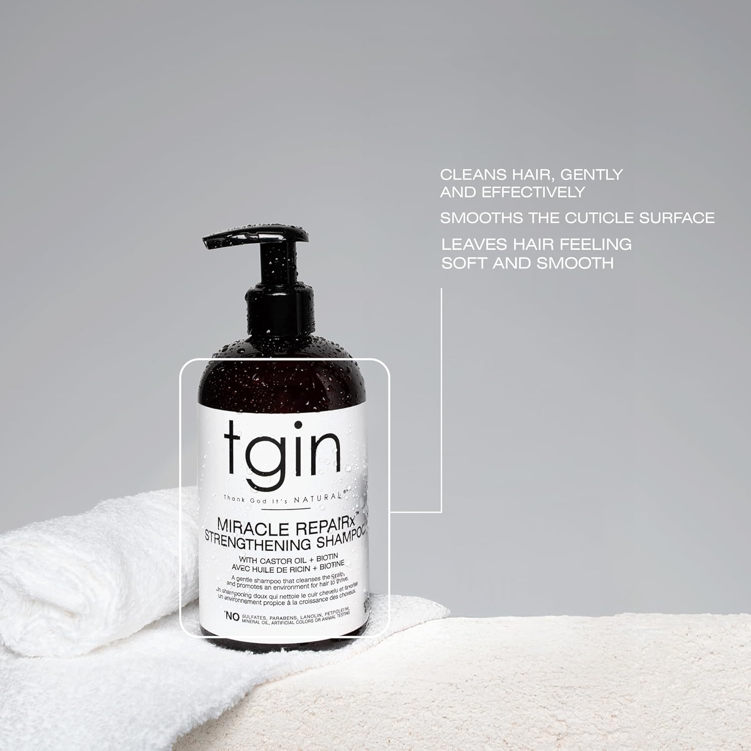 Thank God It's natural (TGIN) Miracle RepaiRx Strengthening Shampoo and Conditioner Duo for Curly, Coily and Wavy Hair, with Biotin and Black Castor Oil, Repairs and Restores Damaged