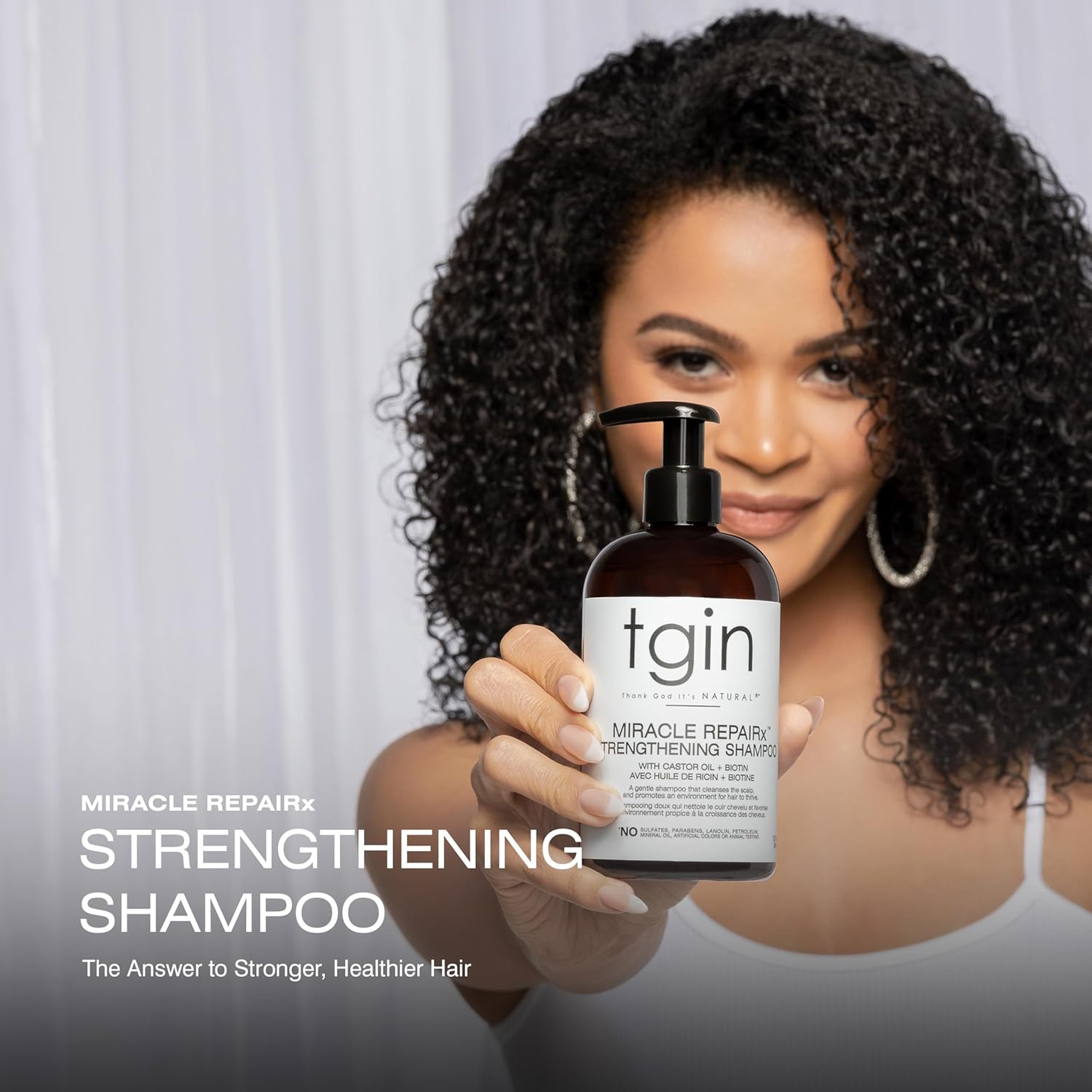 Thank God It's natural (TGIN) Miracle RepaiRx Strengthening Shampoo and Conditioner Duo for Curly, Coily and Wavy Hair, with Biotin and Black Castor Oil, Repairs and Restores Damaged