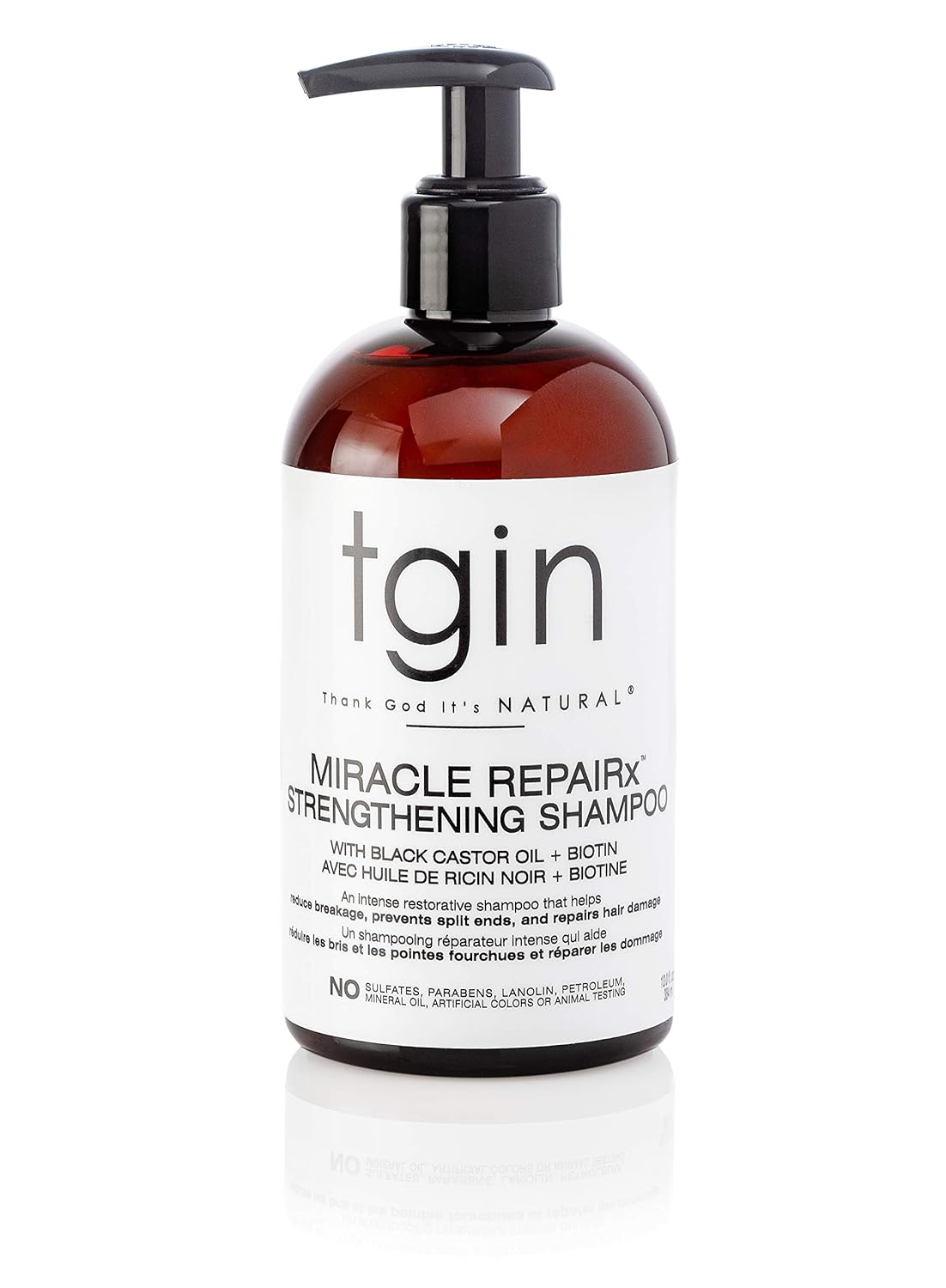 Thank God It's natural (TGIN) Miracle RepaiRx Strengthening Shampoo and Conditioner Duo for Curly, Coily and Wavy Hair, with Biotin and Black Castor Oil, Repairs and Restores Damaged
