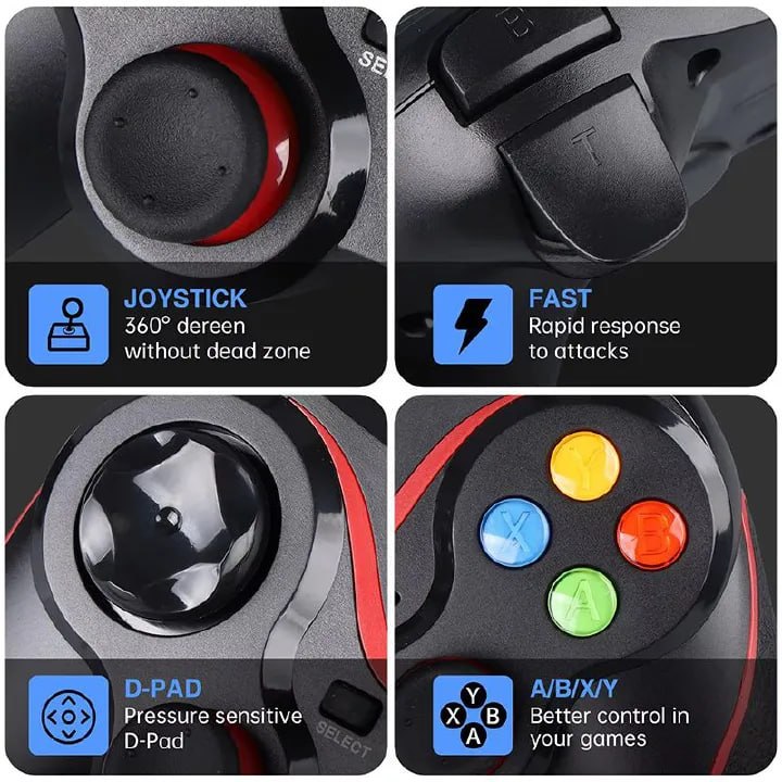 2.4G Bluetooth-Compatible Wireless Game Controller V8 Game Pad Android Gamepad Console PC Android IOS Phone Tablet TV Box Joystick For PS3/PS4/Switch Gaming Handle Console Accessory