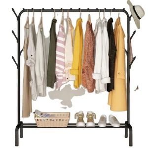 Single Pole Cloth Rack With Lower Storage Shelf for Boxes /Shoes