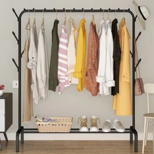 Single Pole Cloth Rack With Lower Storage Shelf for Boxes /Shoes