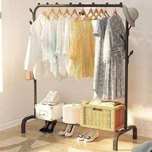 Single Pole Cloth Rack With Lower Storage Shelf for Boxes /Shoes