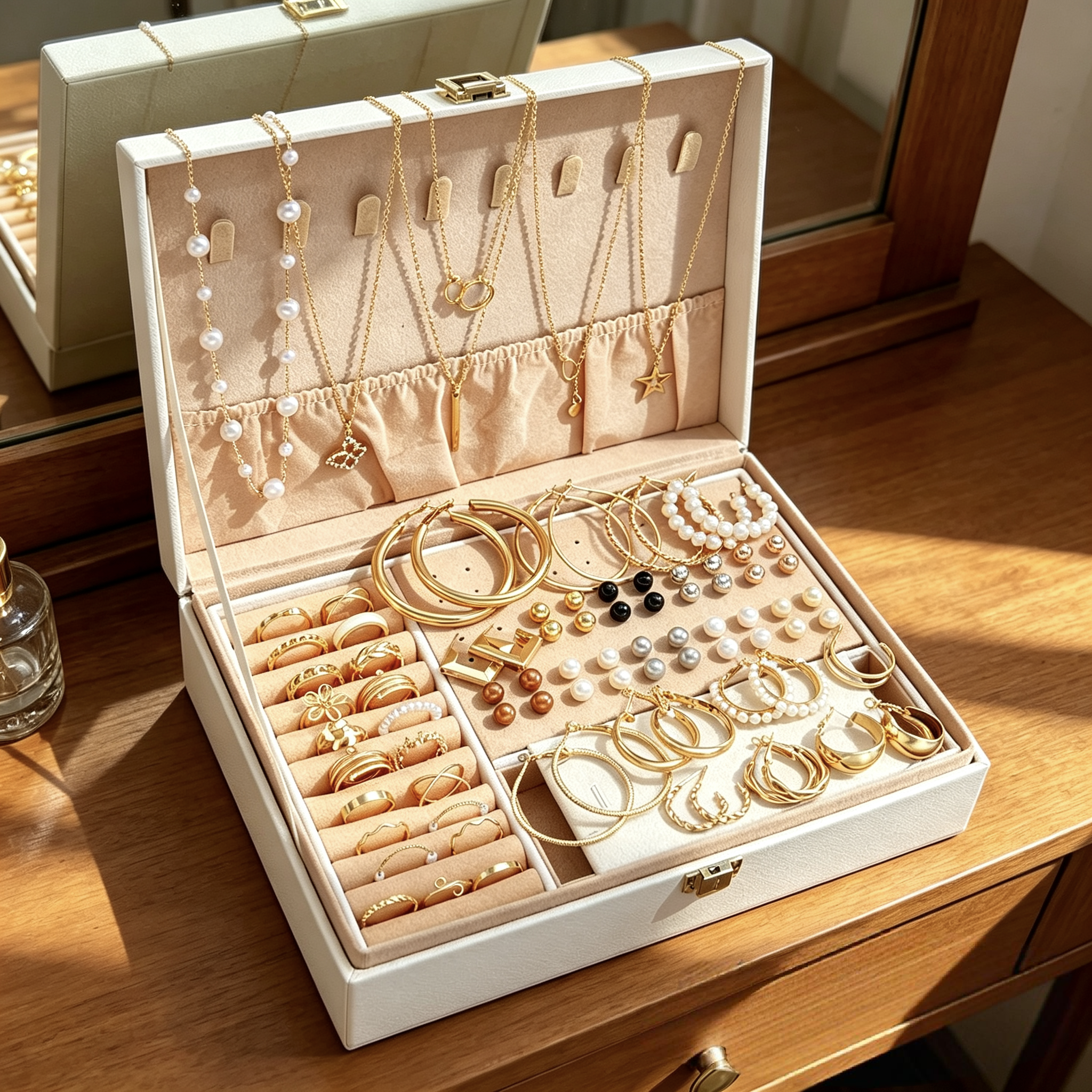 85PCS Luxury Jewelry Set Pearl Necklace Set Fashion Ring and Earring Set Diamond and Pearl Earring Set Elegant Zircon Pendant Earring Necklace Women's Daily Jewelry Gift for Friends