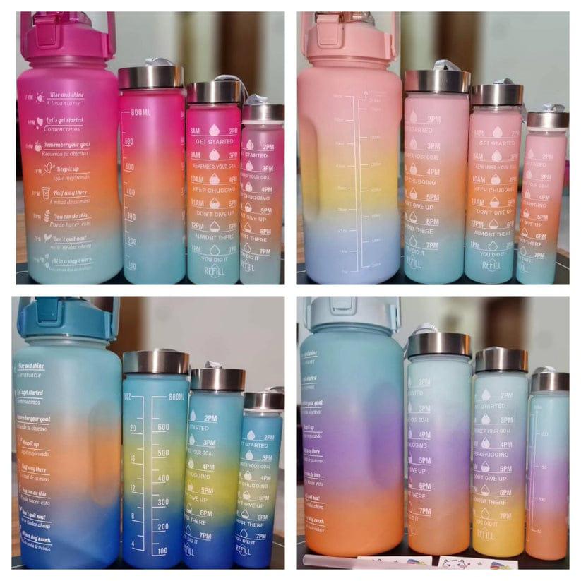 🔥 Today’s Offer 🔥 4 In 1 Motivational Water Bottle Set 2000ml 750ml 600ml 300ml Leakproof Fitness Gym Outdoor Drinking Bottle