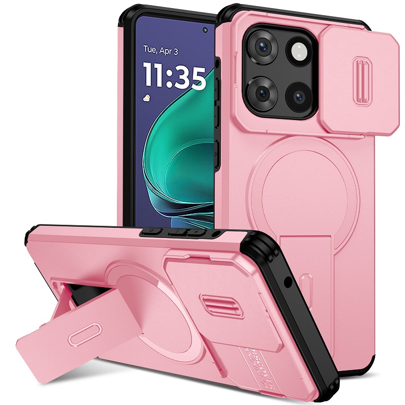Luxury Slide Camera Lens Case for Motorola Moto G Stylus 5G 2025, with Camera Protective Cover & Kickstand, Shock-Absorbing Double-Layer Phone Case