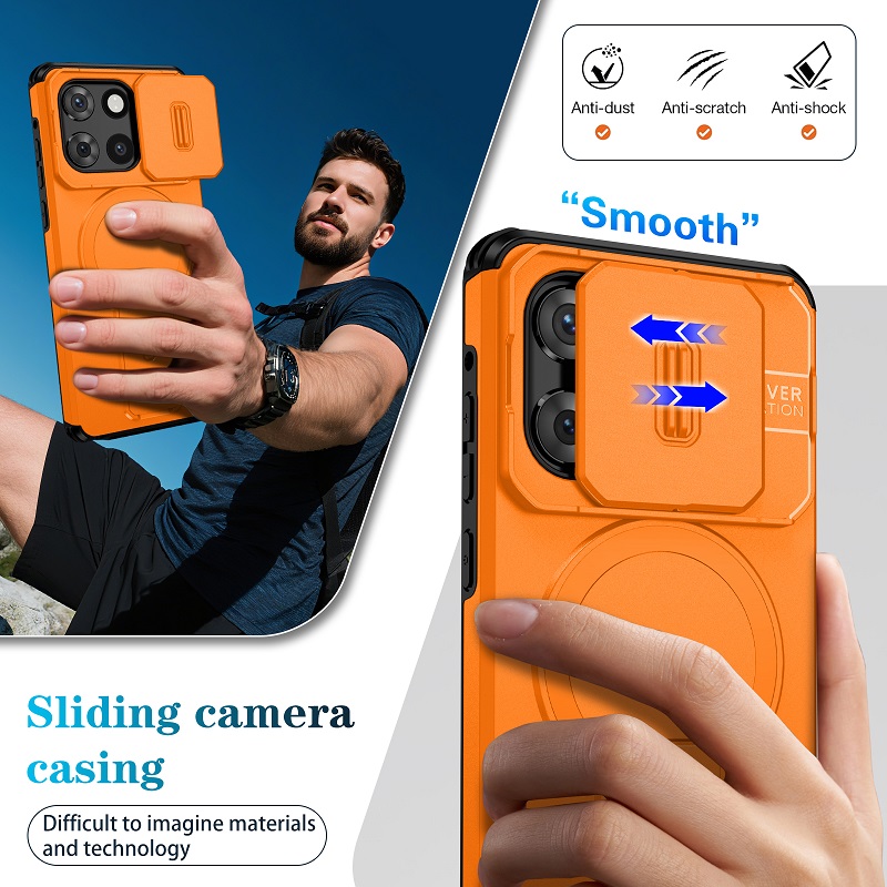 Luxury Slide Camera Lens Case for Motorola Moto G Stylus 5G 2025, with Camera Protective Cover & Kickstand, Shock-Absorbing Double-Layer Phone Case
