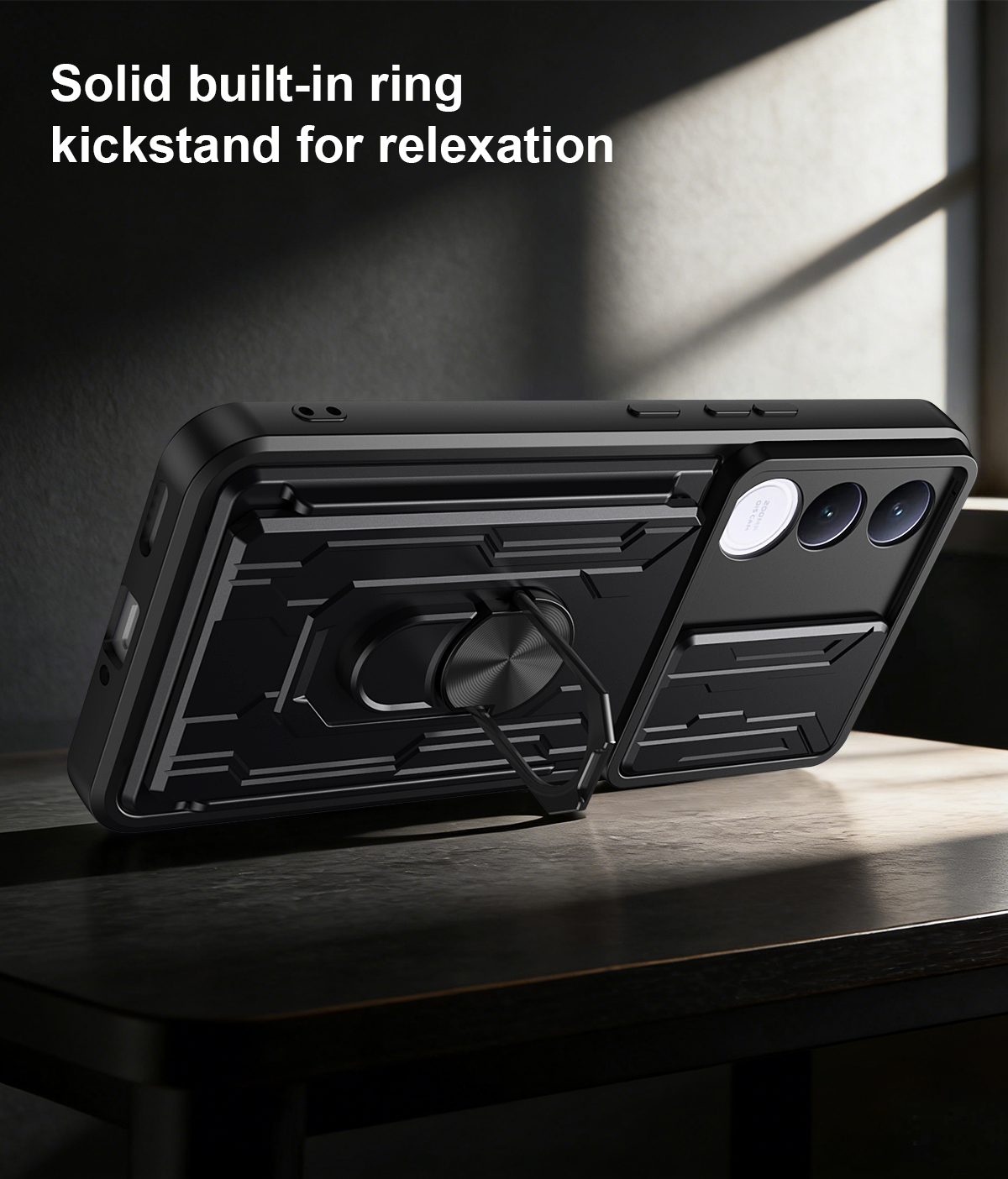 Ring Holder Kickstand Cover for Vivo V70 FE 5G Magnetic Camera Protective Detachable Card Slot Holder Bag Armor Phone Case