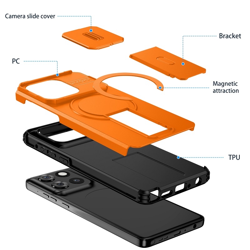 Luxury Slide Camera Lens Case for Motorola Moto G Stylus 5G 2025, with Camera Protective Cover & Kickstand, Shock-Absorbing Double-Layer Phone Case