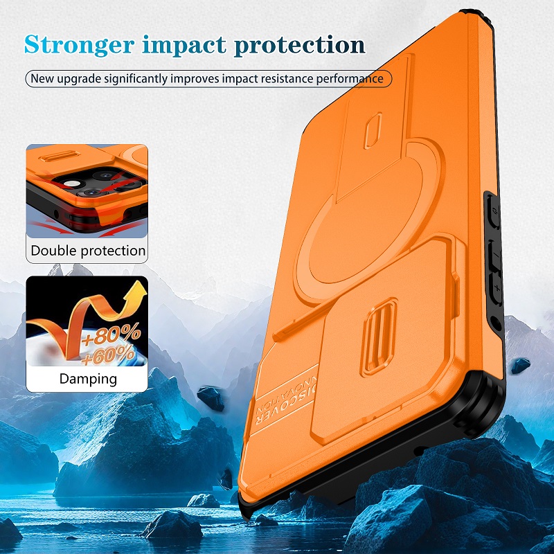 Luxury Slide Camera Lens Case for Motorola Moto G Stylus 5G 2025, with Camera Protective Cover & Kickstand, Shock-Absorbing Double-Layer Phone Case