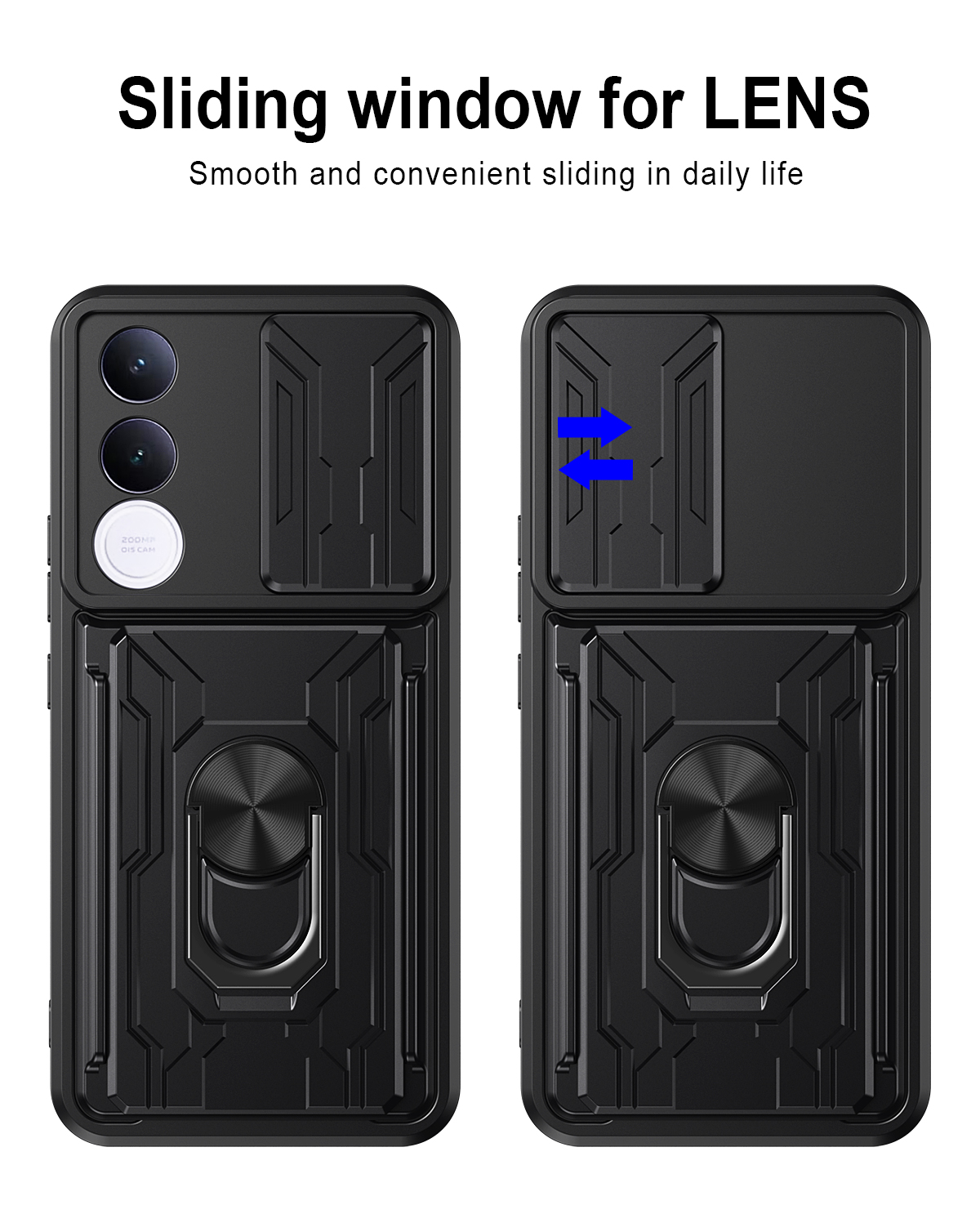 Ring Holder Kickstand Cover for Vivo V70 FE 5G Magnetic Camera Protective Detachable Card Slot Holder Bag Armor Phone Case
