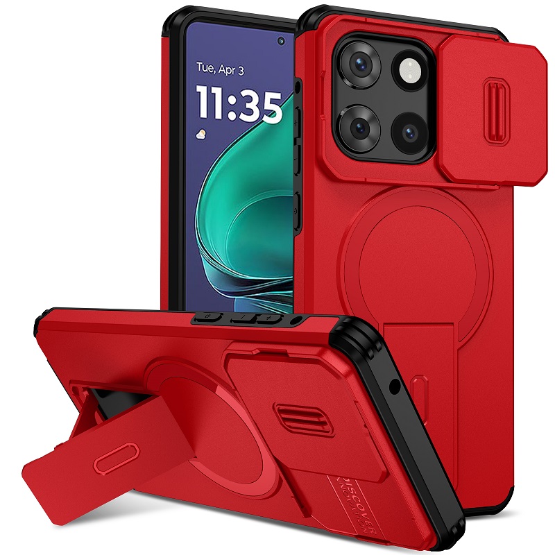 Luxury Slide Camera Lens Case for Motorola Moto G Stylus 5G 2025, with Camera Protective Cover & Kickstand, Shock-Absorbing Double-Layer Phone Case