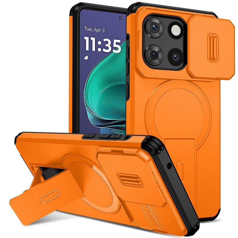 Luxury Slide Camera Lens Case for Motorola Moto G Stylus 5G 2025, with Camera Protective Cover & Kickstand, Shock-Absorbing Double-Layer Phone Case