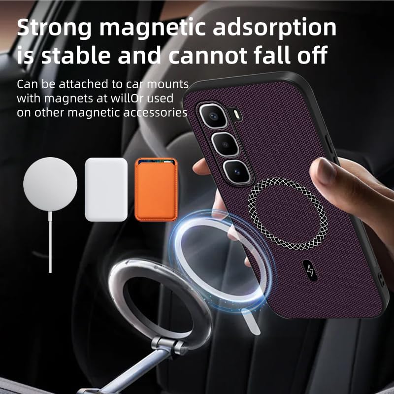 Luxury 3D Texture Phone Case for Infinix Hot 50 Pro+/Plus [Built-in Magnetic Ring] Wireless Charging Cover