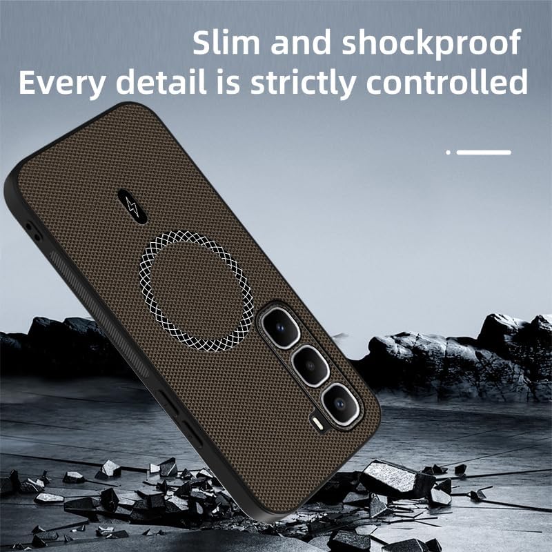 Luxury 3D Texture Phone Case for Infinix Hot 50 Pro+/Plus [Built-in Magnetic Ring] Wireless Charging Cover