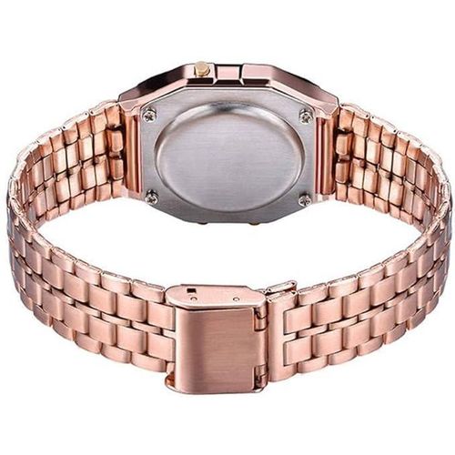 LIMITED OFFER!! Vintage Rose Gold F91W Series Digital LED Watch:| with Alarm | 1/100 Sec Stopwatch | Lithium Battery | Water Resistant | Day, Date & Time LED Display | Lightweight | Watches