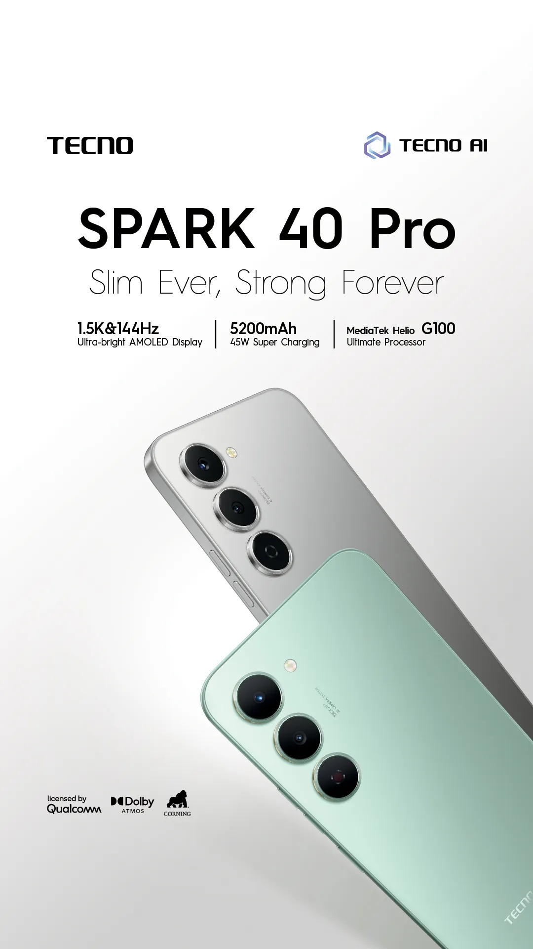 SPECIAL OFFER!! TECNO SPARK 40 PRO:| 6.78″ AMOLED DISPLAY | 8GB RAM+128GB ROM | 5200mAh Battery | Dual SIM | 50MP Rear & 13MP Selfie Camera | Android 15 | 45W Fast Charging | Type-C | Smartphones