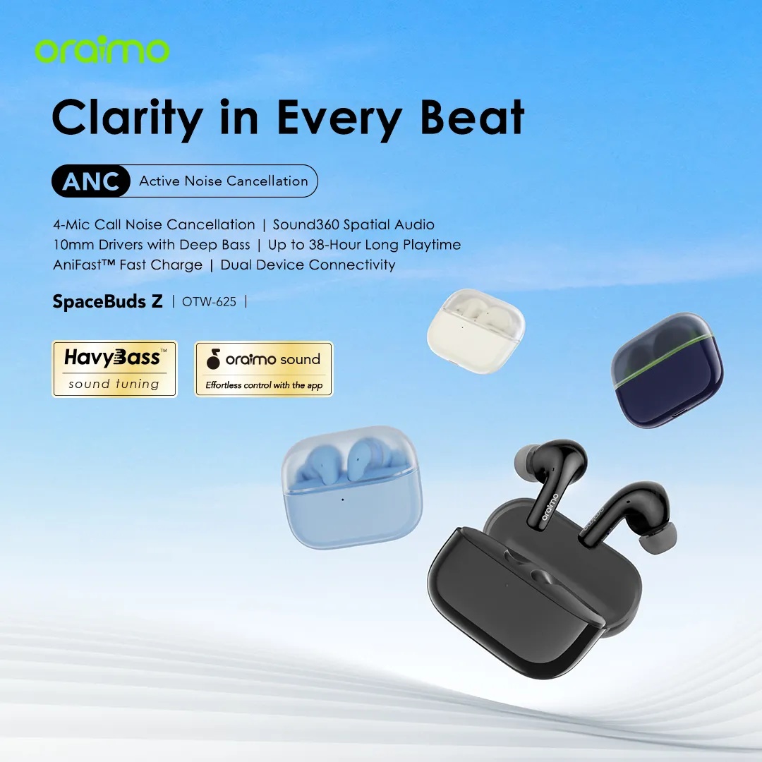 DISCOUNT DEALS!! oraimo SpaceBuds Z ANC True Wireless Earbuds:| 38-Hr Long Playtime | Dual-device Connectivity | Sound360 Spatial Audio | IPX5 Waterproof | Active Noise Cancellation | HavyBass Sound |