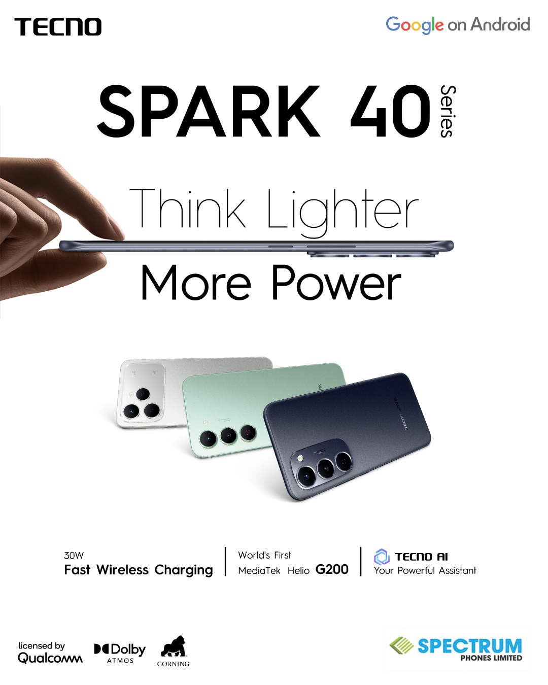 SPECIAL OFFER!! TECNO SPARK 40 PRO:| 6.78″ AMOLED DISPLAY | 8GB RAM+128GB ROM | 5200mAh Battery | Dual SIM | 50MP Rear & 13MP Selfie Camera | Android 15 | 45W Fast Charging | Type-C | Smartphones
