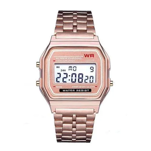 LIMITED OFFER!! Vintage Rose Gold F91W Series Digital LED Watch:| with Alarm | 1/100 Sec Stopwatch | Lithium Battery | Water Resistant | Day, Date & Time LED Display | Lightweight | Watches