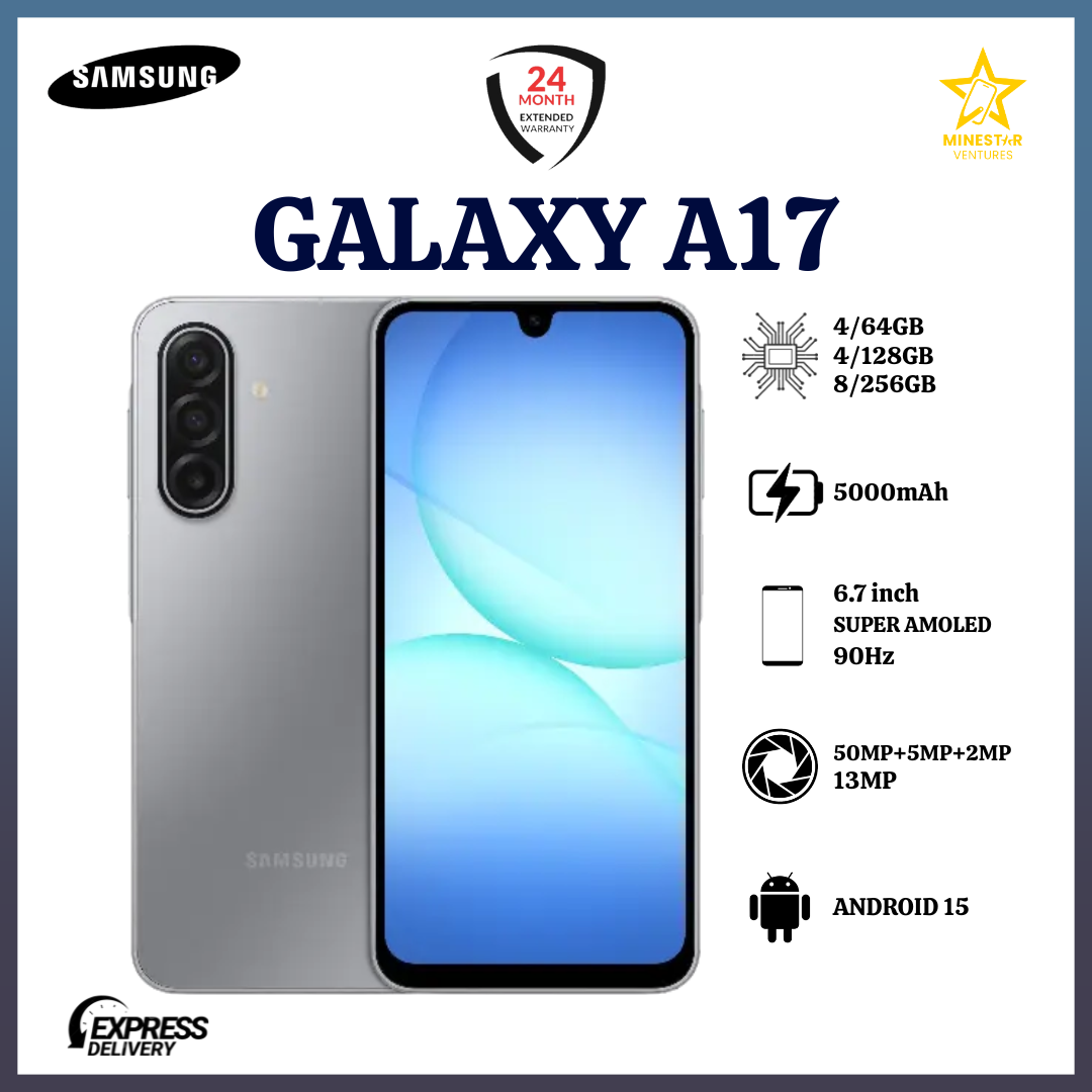 LIMITED OFFERS!! [2-Year Local Warranty] New Arrival Samsung Galaxy A17 128GB+4GB 6.7" Super AMOLED Display Camera Android 15 IP54 Waterproof 5000mAh Samsung A17, a17 samsung,  a17 galaxy +FREE GIFTS