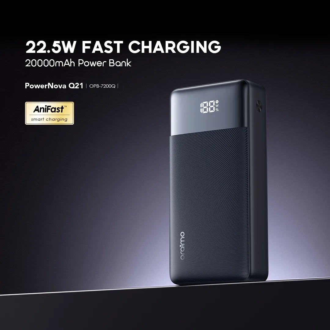 FLASH SALE!! Oraimo PowerNova Q21 Power Bank: | 10000mah/ 20000mAh/30000mah/40000mah/ | 22.5W 2-Way Recharging | 3-Device Charging | USB-A/Type-C Ports | LED Digital Display