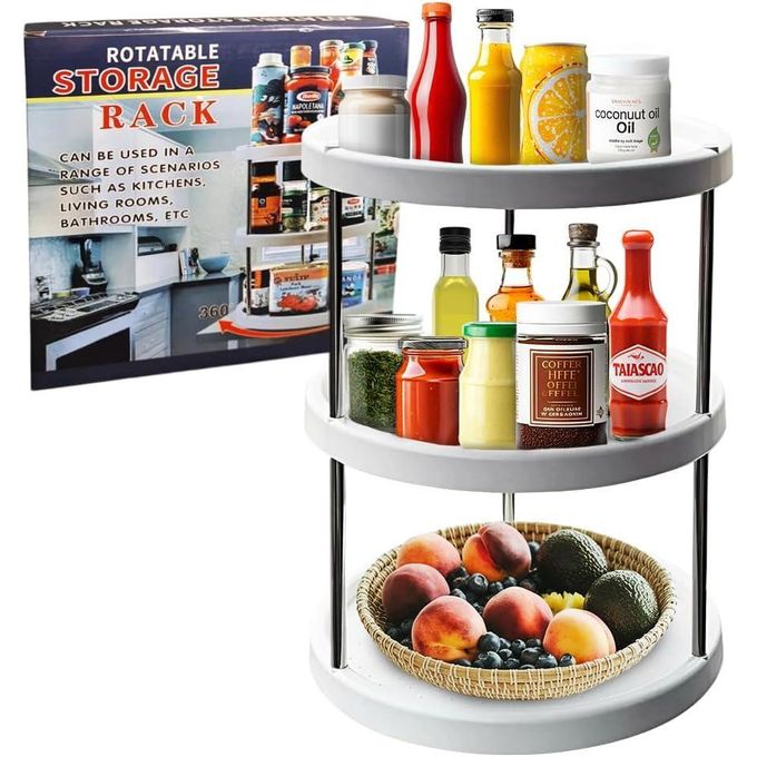 3-Tier Rotating Kitchen Storage Rack - 360° Multi-Purpose Vegetable and Fruit Trolley - Space-Saving Mesh Basket Organizer on Wheels for Pantry, Kitchen, and Bathroom