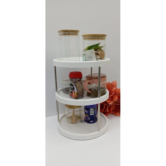 3-Tier Rotating Kitchen Storage Rack - 360° Multi-Purpose Vegetable and Fruit Trolley - Space-Saving Mesh Basket Organizer on Wheels for Pantry, Kitchen, and Bathroom
