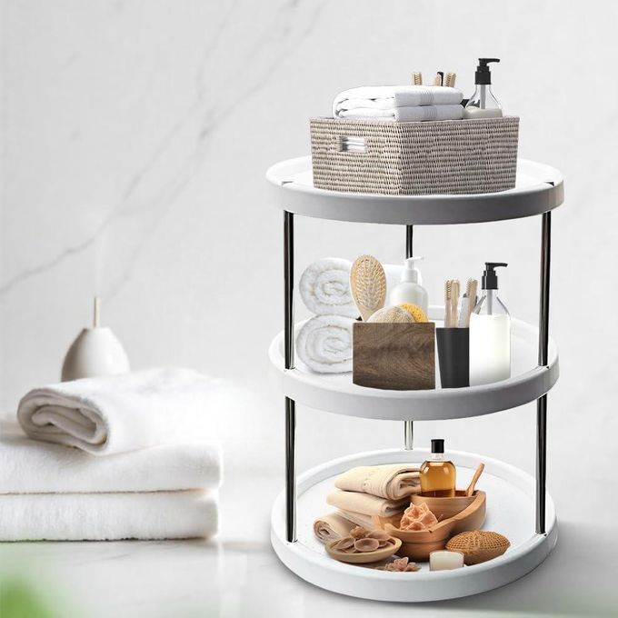 3-Tier Rotating Kitchen Storage Rack - 360° Multi-Purpose Vegetable and Fruit Trolley - Space-Saving Mesh Basket Organizer on Wheels for Pantry, Kitchen, and Bathroom