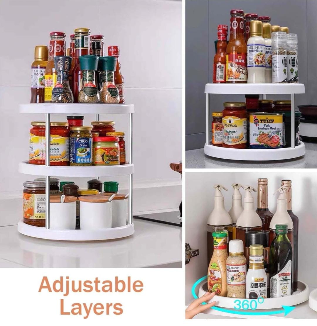 3-Tier Rotating Kitchen Storage Rack - 360° Multi-Purpose Vegetable and Fruit Trolley - Space-Saving Mesh Basket Organizer on Wheels for Pantry, Kitchen, and Bathroom