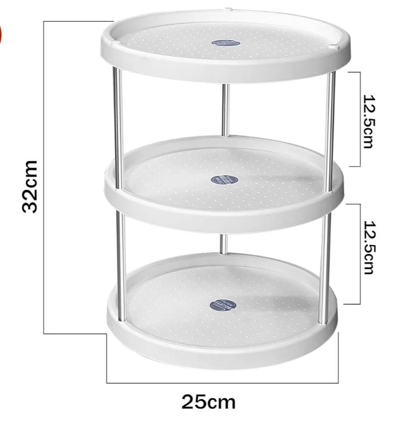 3-Tier Rotating Kitchen Storage Rack - 360° Multi-Purpose Vegetable and Fruit Trolley - Space-Saving Mesh Basket Organizer on Wheels for Pantry, Kitchen, and Bathroom