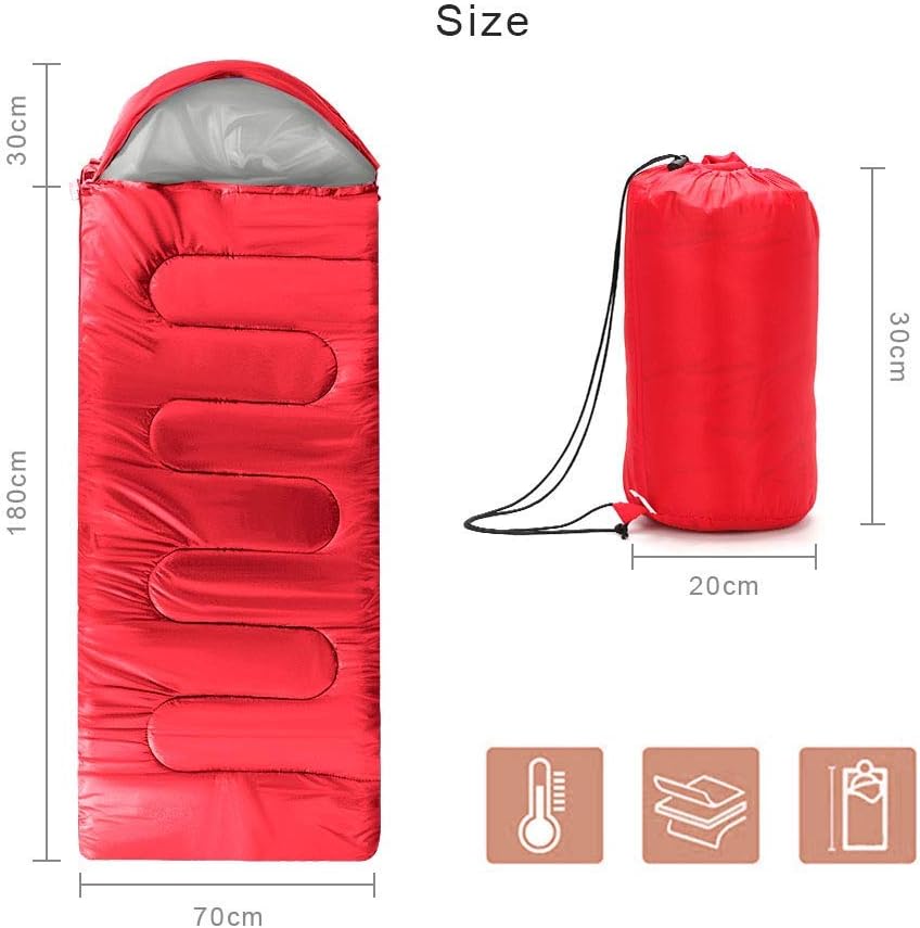 Quality Camping Sleeping Bag for Adults and Kids Outdoor Lightweight Portable Sleeping Bag for Hiking Travel Cold Weather Camping Gear-RED