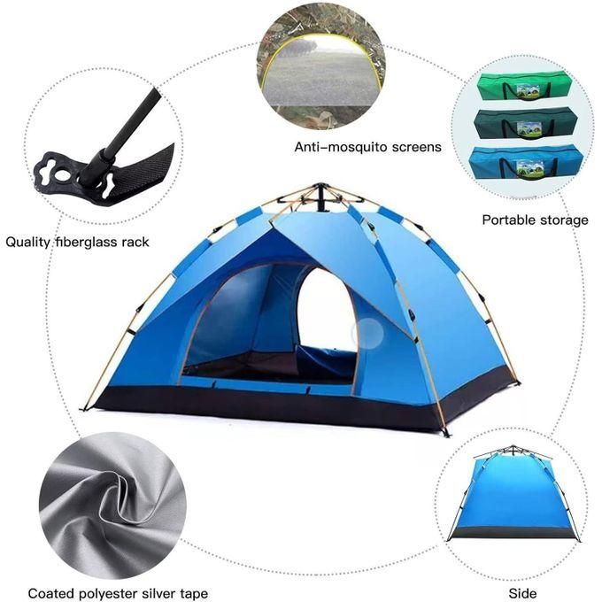 Instant Pop Up Camping Tent Waterproof Dome – Automatic Easy Setup Outdoor Travel Tent for 2–4 Persons Hiking Beach Festival Shelter
