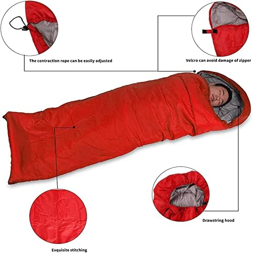 Quality Camping Sleeping Bag for Adults and Kids Outdoor Lightweight Portable Sleeping Bag for Hiking Travel Cold Weather Camping Gear-RED