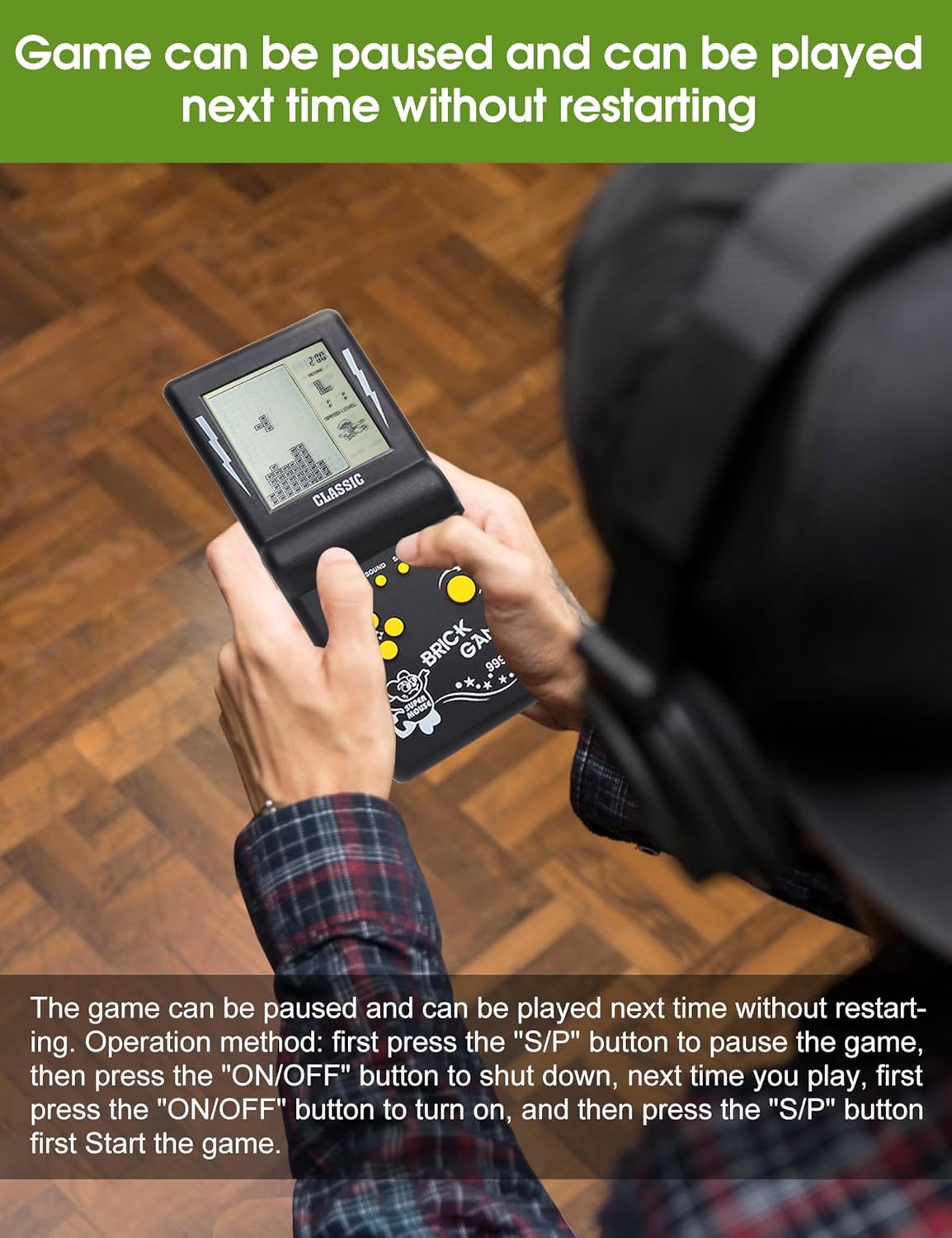 Classic Brick Game Console Handheld Retro Gaming Device Portable LCD Video Game Tetris Style Puzzle Game for Kids & Adults